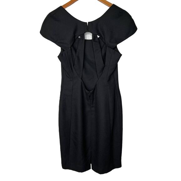 Leslie Fay VINTAGE y2k Womens 12 Bodycon Midi Dress SEXY Open Back Detail Black - Picture 3 of 7